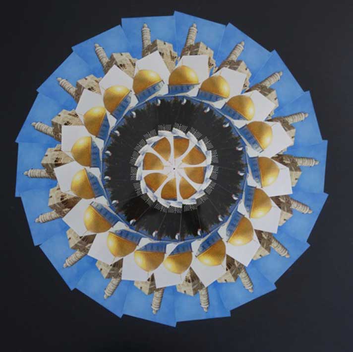 Ariel Attié, Jérusalem, collage, 70x70cm