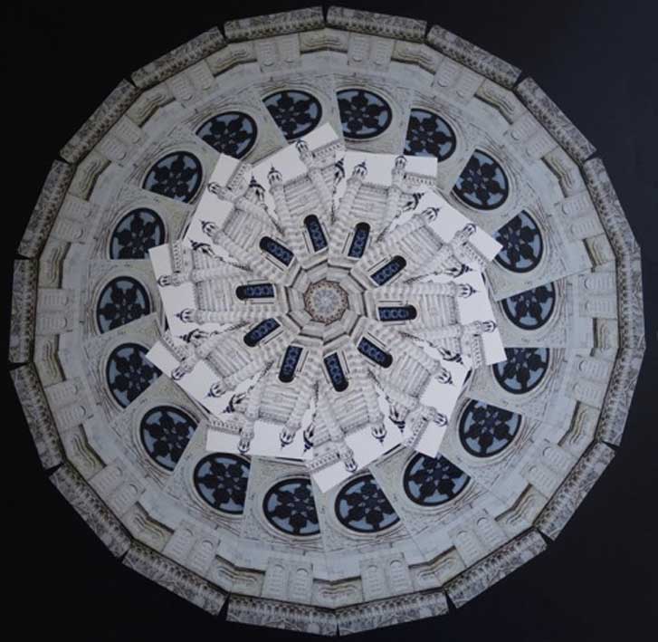 Ariel Attié, Synagogue de Vercelli (Italie), collage 80x80cm